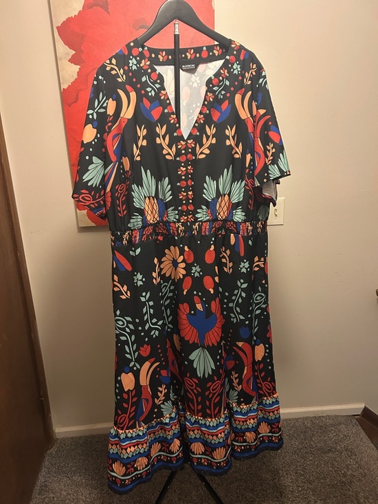 BloomChic Dresses & Skirts - Colorful Floral Midi Dress - Black with Multi Floral Print